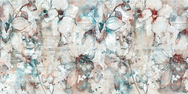 Papier peint Fleurs peintes avec des lignes