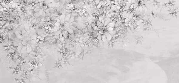Papier peint Fleurs grises