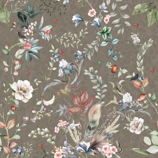 Papier peint Fleurs et baies