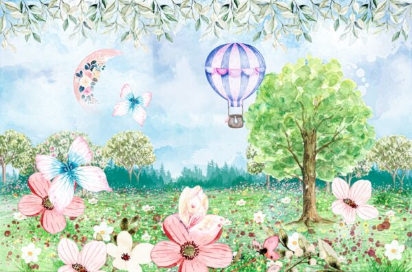 Papier peint Fleurs et papillons