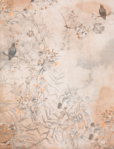 Papier peint Fleurs et oiseaux