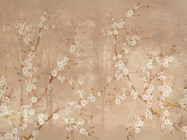 Papier peint Fleurs en marron