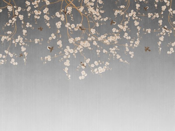 Papier peint Fleurs de cerisier sur fond gris