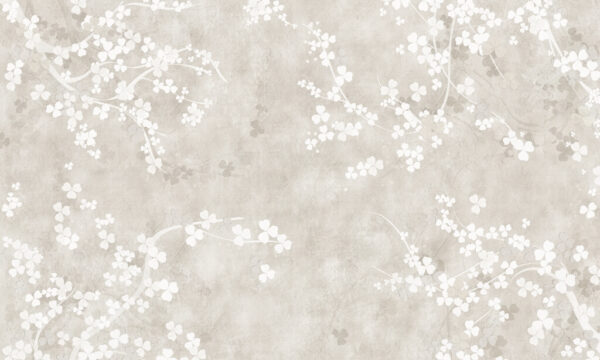 Papier peint Blanc en fleurs