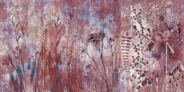 Papier peint Prairie en rouge