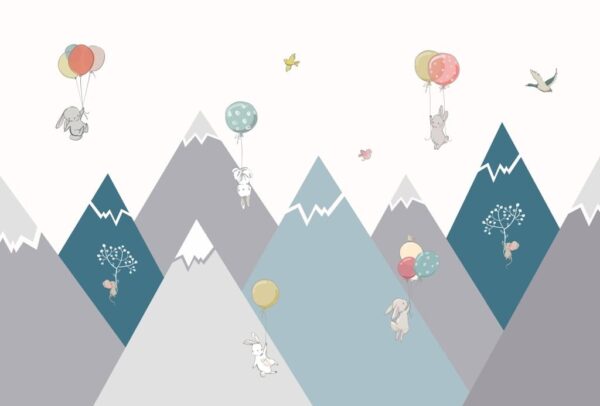 Papier peint Lapins volants dans les montagnes