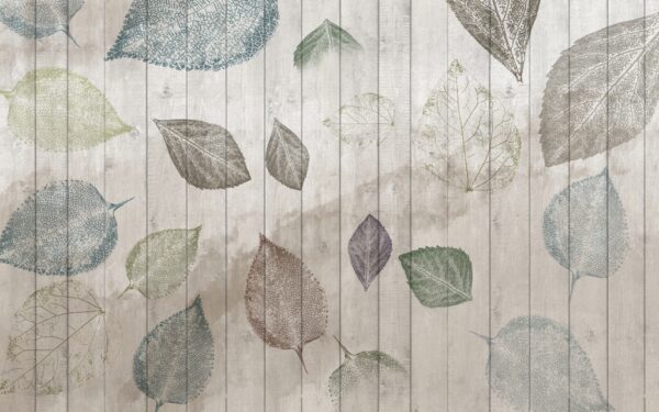 Papier peint Feuilles sur les planches