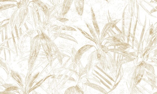 Papier peint Feuilles en beige