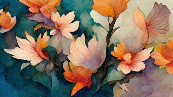 Papier peint Fleurs peintes