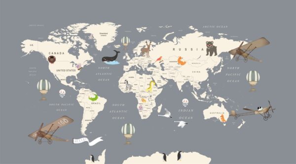 Papier peint Carte du monde pour les enfants