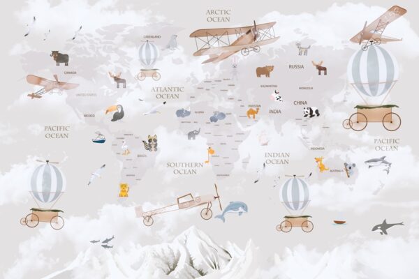Papier peint Machines volantes sur la carte