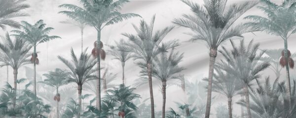 Papier peint Brouillard sur la forêt de palmiers