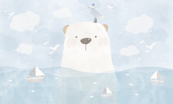 Papier peint Ours en peluche dans l'eau