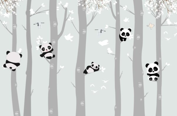 Papier peint Pandas dans les arbres