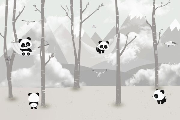 Papier peint Ours en peluche dans les montagnes d'argent