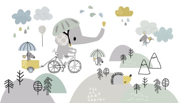 Papier peint Éléphant bleu