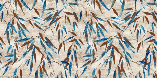 Papier peint Feuilles bleues et brunes