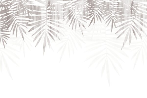 Papier peint Palmier en gris et blanc