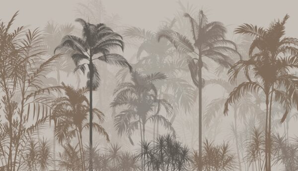 Papier peint Palmiers dans le brouillard 3D