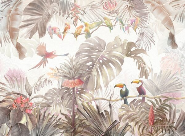 Papier peint Feuilles de perroquet et de monstera