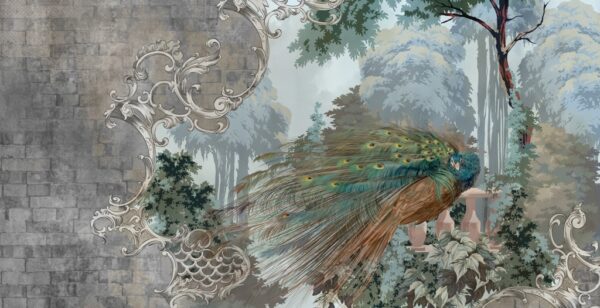 Papier peint Paon sur le mur