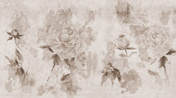 Papier peint Pivoines en sépia
