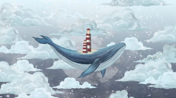 Papier peint Baleine du ciel pour les enfants