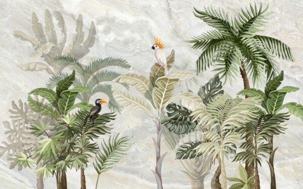 Papier peint Oiseaux sur un arbre