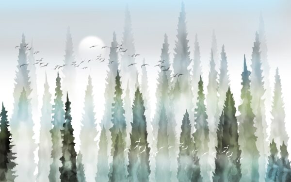 Papier peint Oiseaux dans la forêt imposante