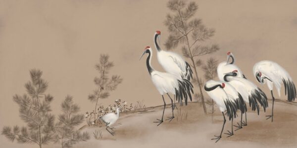 Papier peint La famille de la grue blanche