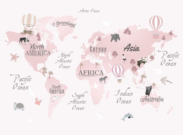 Papier peint Carte du monde rose