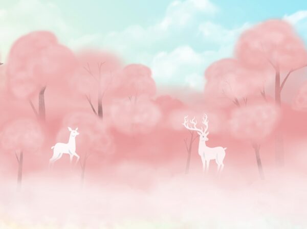 Papier peint Arbres roses