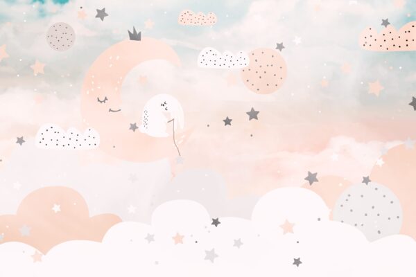 Papier peint Lune rose