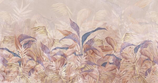 Papier peint Fourré de feuilles roses