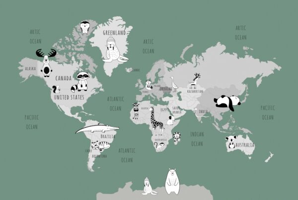 Papier peint Carte du monde de l'aigue-marine