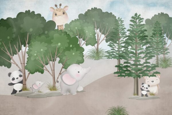 Papier peint Éléphant dans la forêt verte