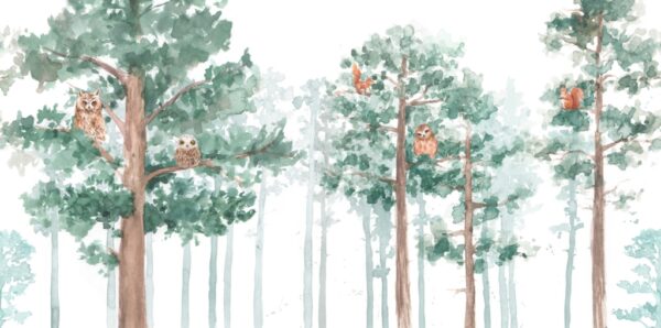 Papier peint Hiboux dans la cime des arbres