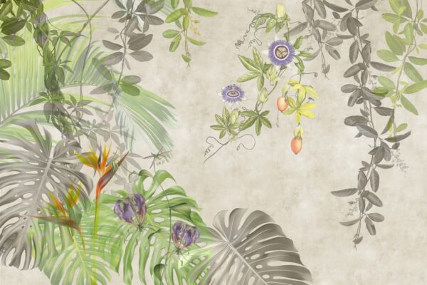 Papier peint Monstera gris