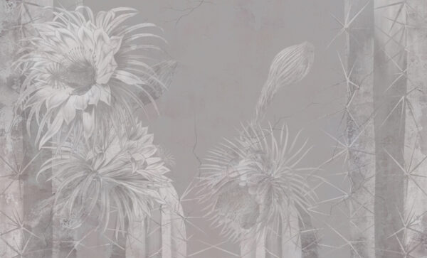 Papier peint Fleurs grises