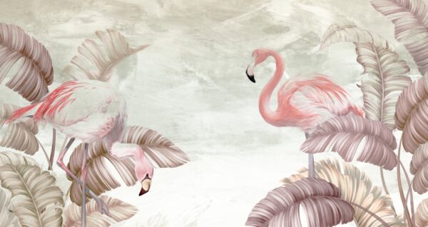 Papier peint Danse des flamants roses
