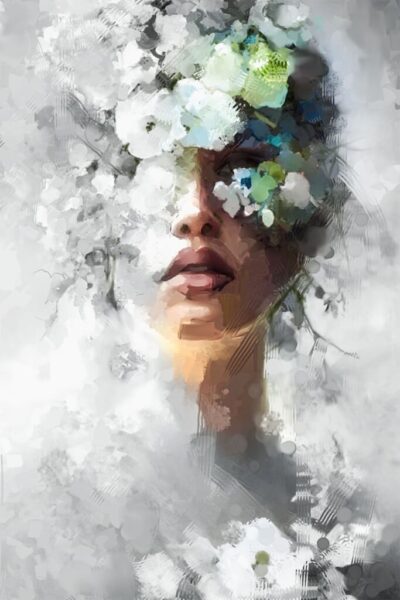 Papier peint Visage en fleurs