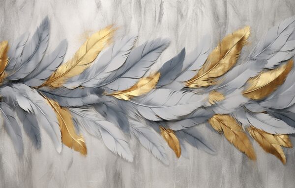 Papier peint Tresse de plumes dorées