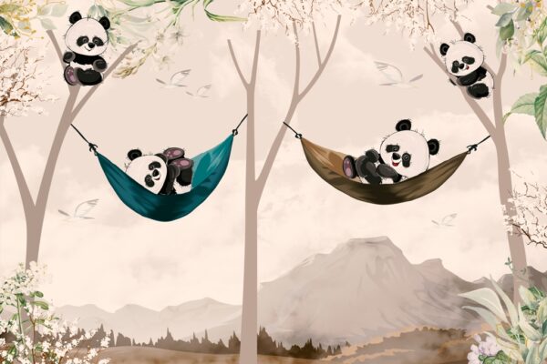 Papier peint Joyeux pandas
