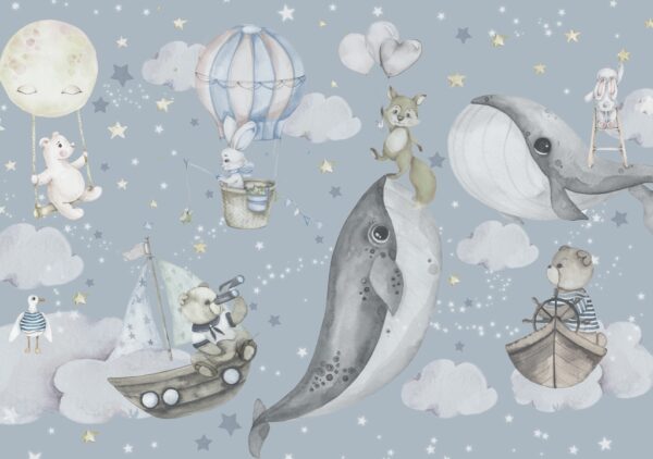 Papier peint Baleines dans les nuages