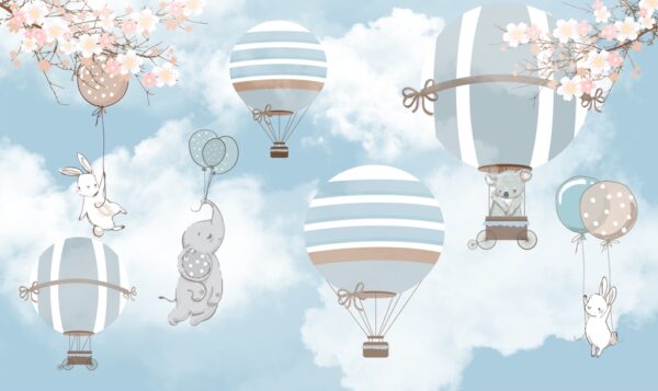 Papier peint Vol en montgolfière de printemps