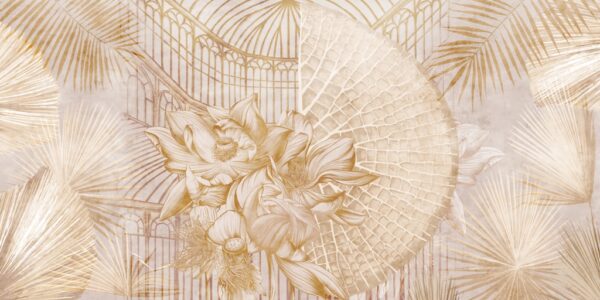 Papier peint Nénuphars et feuilles de palmier