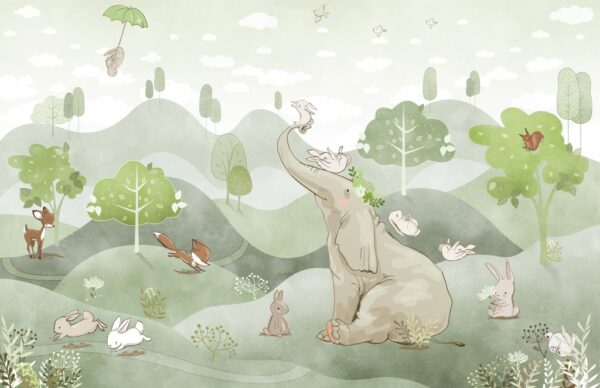 Papier peint Jouer avec un éléphant