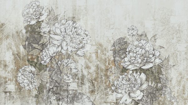Papier peint Pivoines fanées