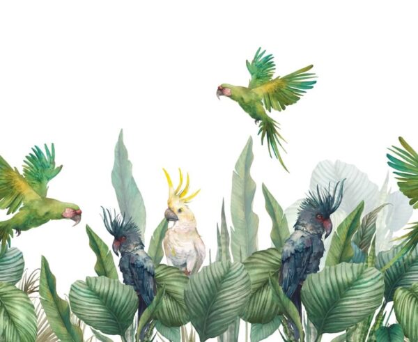 Papier peint Perroquets verts