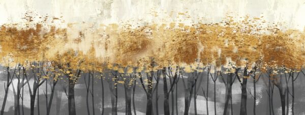 Papier peint Couronnes d'arbres dorées